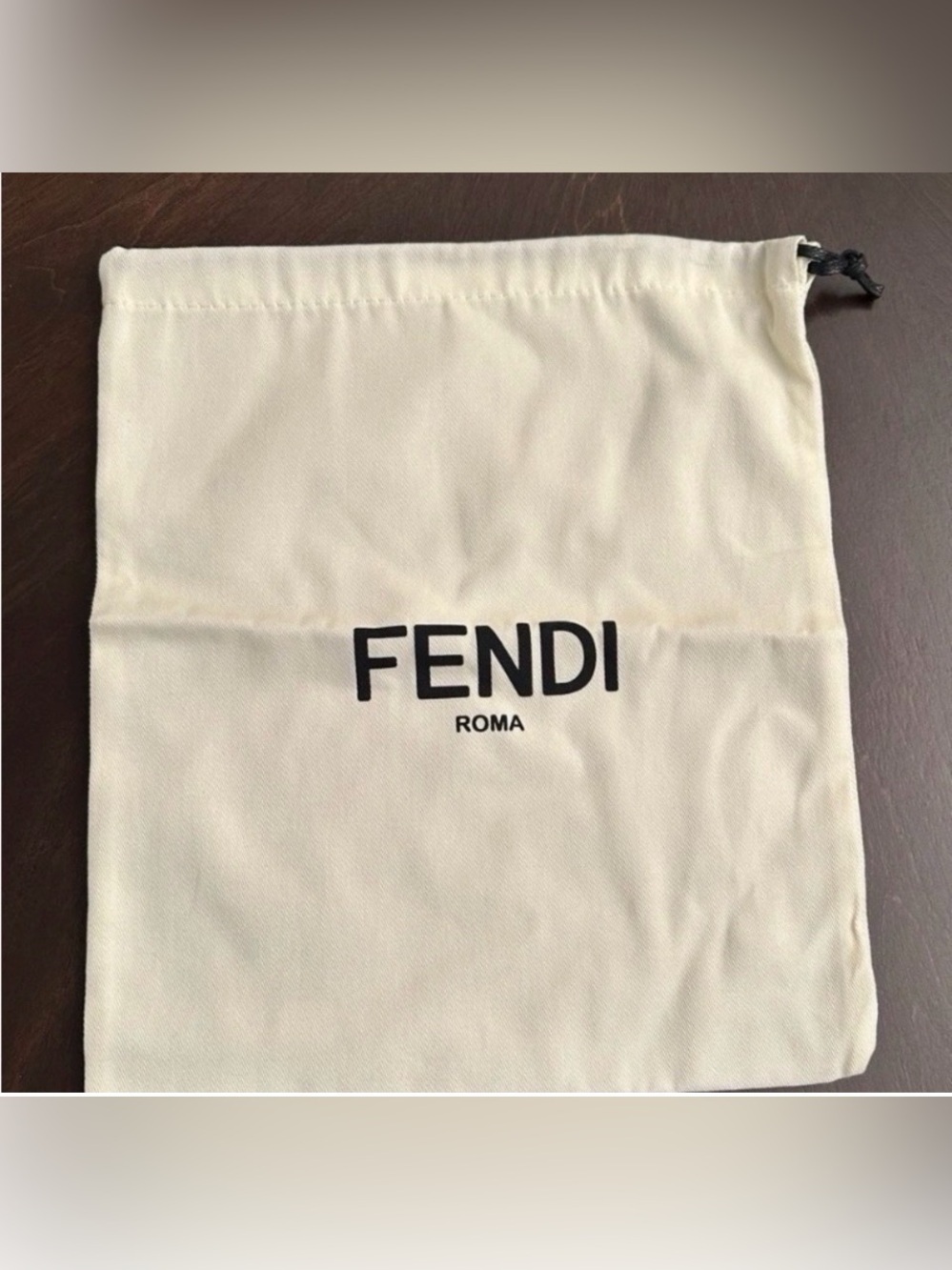 Fendi Cream and Black Logo Dust Bag 13x11